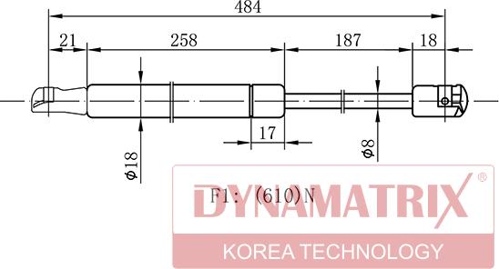 Dynamatrix DGS1525QS - Ammortizatore pneumatico, Cofano bagagli / vano carico autozon.pro