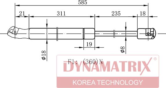 Dynamatrix DGS7629LR - Ammortizatore pneumatico, Cofano bagagli / vano carico autozon.pro