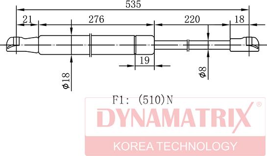 Dynamatrix DGS7098VJ - Ammortizatore pneumatico, Cofano bagagli / vano carico autozon.pro