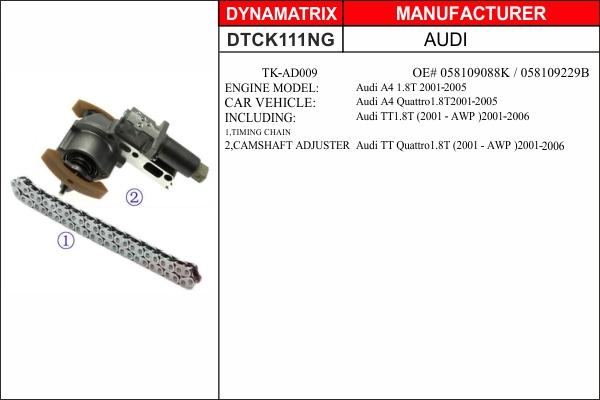 Dynamatrix DTCK111NG - Kit catena distribuzione autozon.pro