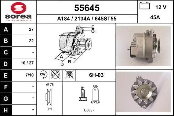 EAI 55645 - Alternatore autozon.pro