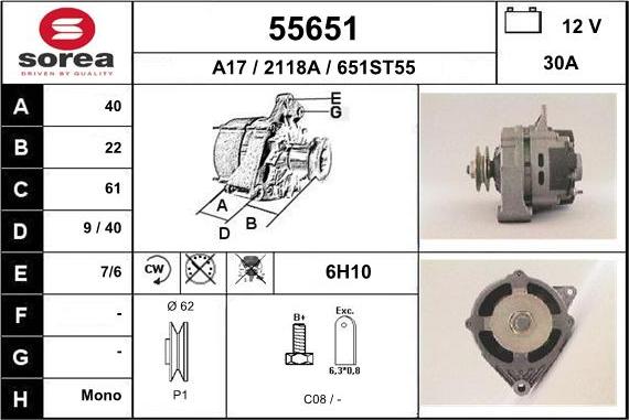 EAI 55651 - Alternatore autozon.pro