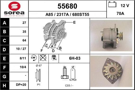 EAI 55680 - Alternatore autozon.pro