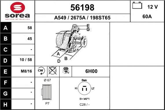 EAI 56198 - Alternatore autozon.pro