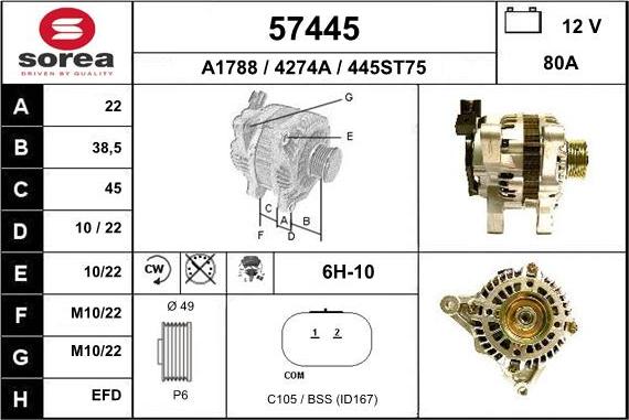 EAI 57445 - Alternatore autozon.pro