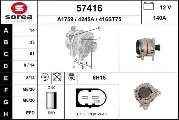 EAI 57416 - Alternatore autozon.pro