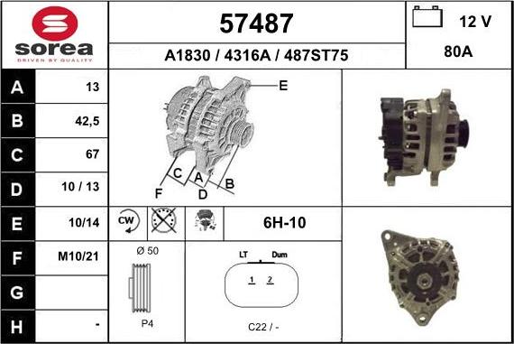 EAI 57487 - Alternatore autozon.pro