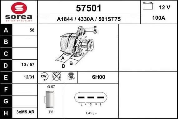 EAI 57501 - Alternatore autozon.pro