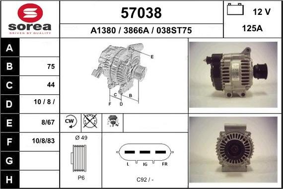 EAI 57038 - Alternatore autozon.pro