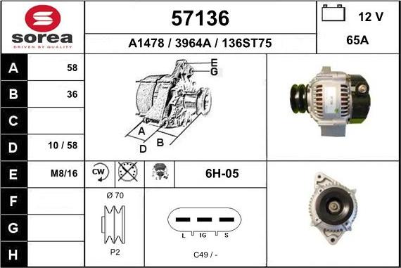 EAI 57136 - Alternatore autozon.pro