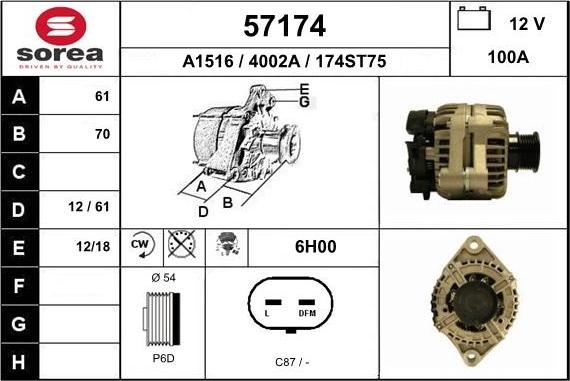 EAI 57174 - Alternatore autozon.pro