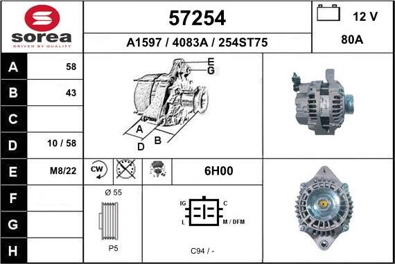 EAI 57254 - Alternatore autozon.pro