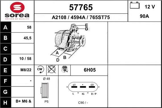 EAI 57765 - Alternatore autozon.pro