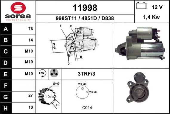 EAI 11998 - Motorino d'avviamento autozon.pro