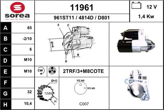 EAI 11961 - Motorino d'avviamento autozon.pro