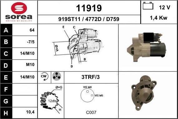 EAI 11919 - Motorino d'avviamento autozon.pro