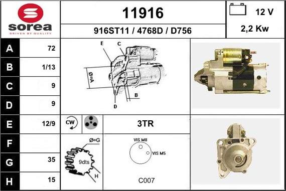 EAI 11916 - Motorino d'avviamento autozon.pro