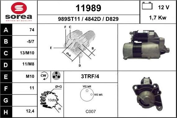 EAI 11989 - Motorino d'avviamento autozon.pro