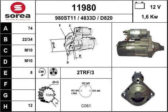 EAI 11980 - Motorino d'avviamento autozon.pro