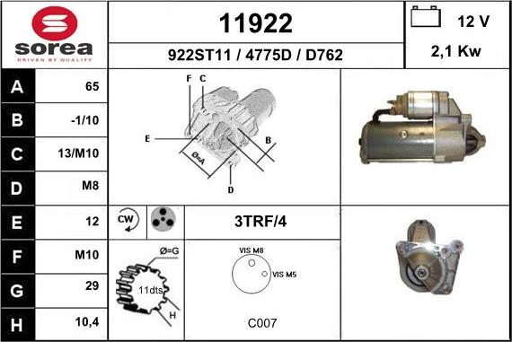 EAI 11922 - Motorino d'avviamento autozon.pro