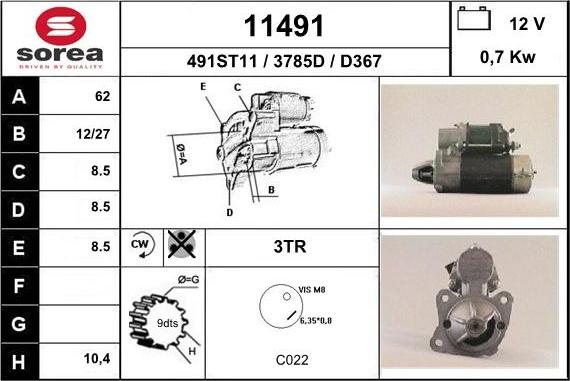 EAI 11491 - Motorino d'avviamento autozon.pro