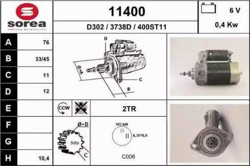 EAI 11400 - Motorino d'avviamento autozon.pro