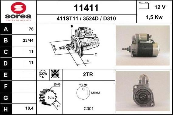 EAI 11411 - Motorino d'avviamento autozon.pro