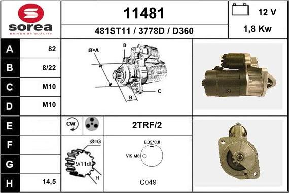 EAI 11481 - Motorino d'avviamento autozon.pro