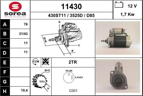 EAI 11430 - Motorino d'avviamento autozon.pro