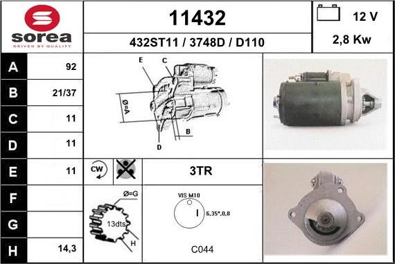 EAI 11432 - Motorino d'avviamento autozon.pro