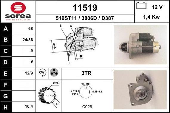 EAI 11519 - Motorino d'avviamento autozon.pro