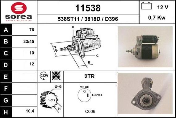 EAI 11538 - Motorino d'avviamento autozon.pro