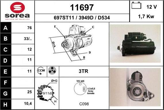 EAI 11697 - Motorino d'avviamento autozon.pro