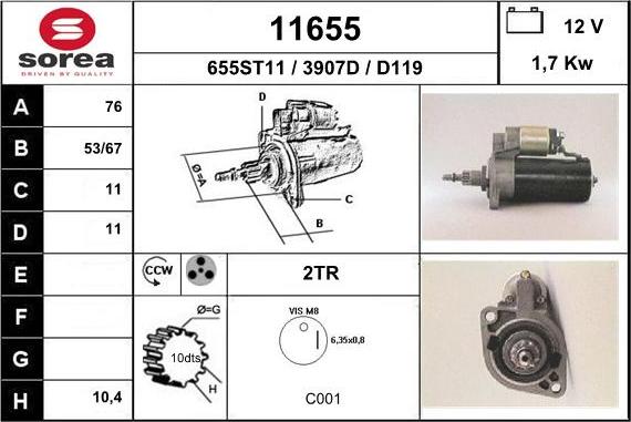 EAI 11655 - Motorino d'avviamento autozon.pro