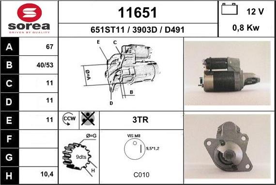 EAI 11651 - Motorino d'avviamento autozon.pro