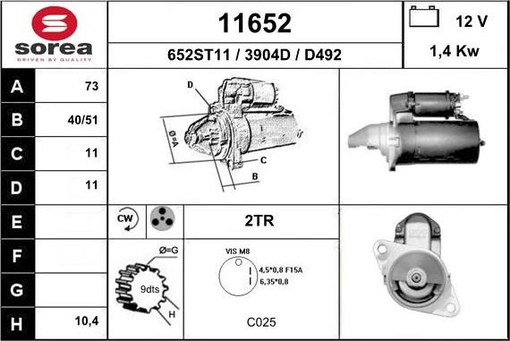 EAI 11652 - Motorino d'avviamento autozon.pro