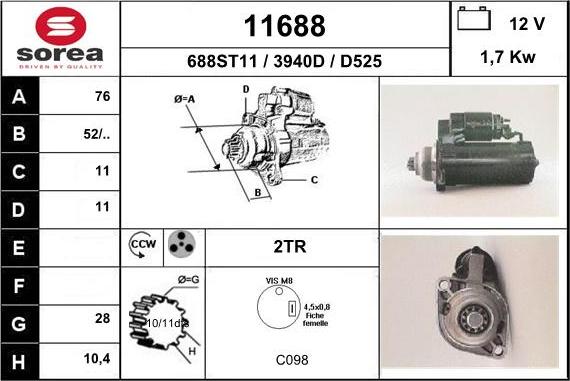 EAI 11688 - Motorino d'avviamento autozon.pro