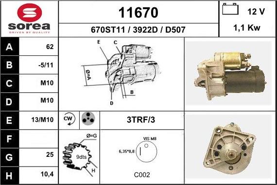 EAI 11670 - Motorino d'avviamento autozon.pro