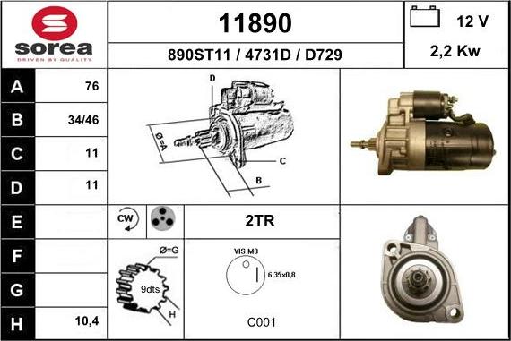 EAI 11890 - Motorino d'avviamento autozon.pro