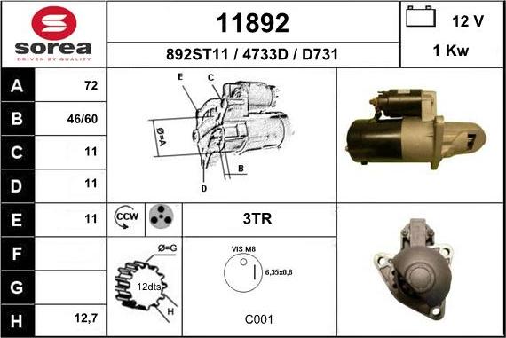 EAI 11892 - Motorino d'avviamento autozon.pro