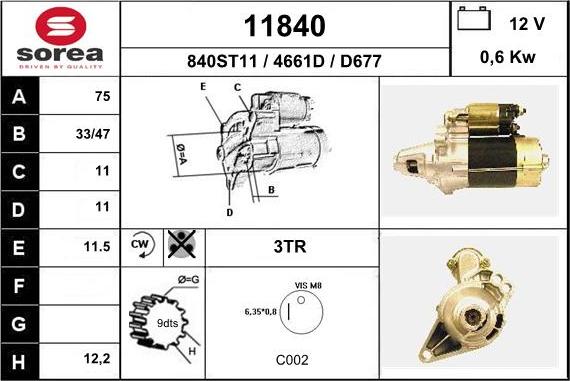 EAI 11840 - Motorino d'avviamento autozon.pro