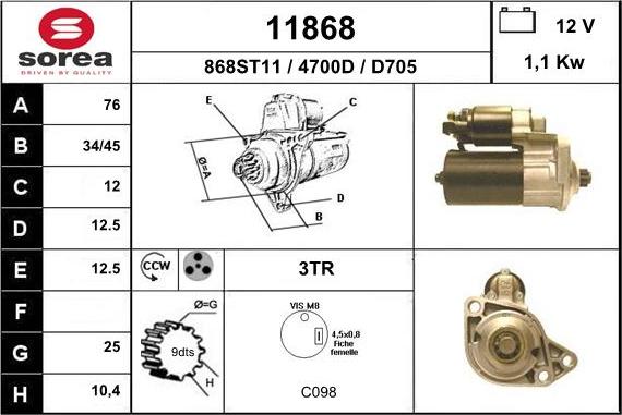 EAI 11868 - Motorino d'avviamento autozon.pro