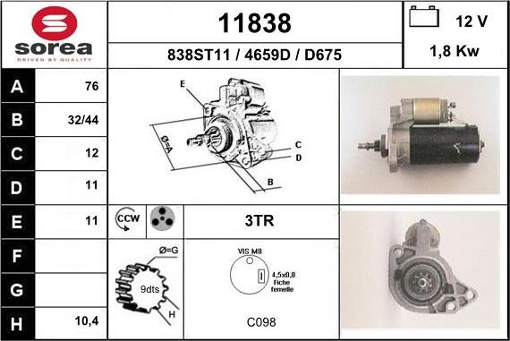 EAI 11838 - Motorino d'avviamento autozon.pro