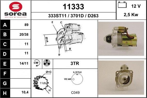 EAI 11333 - Motorino d'avviamento autozon.pro