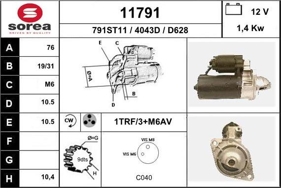 EAI 11791 - Motorino d'avviamento autozon.pro