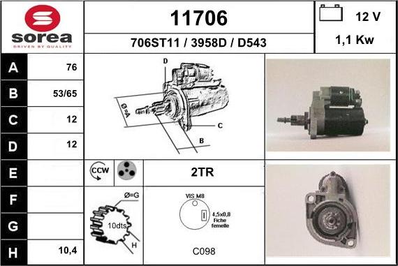 EAI 11706 - Motorino d'avviamento autozon.pro