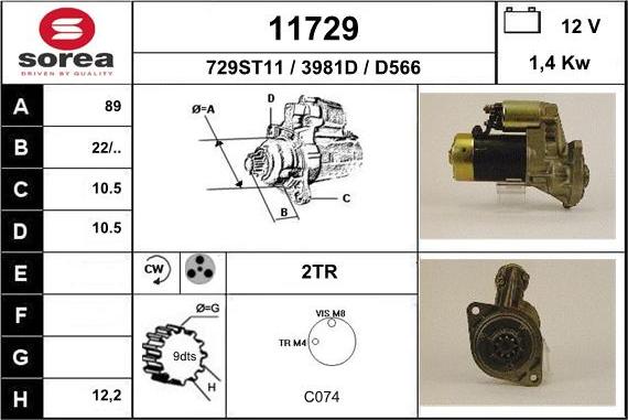 EAI 11729 - Motorino d'avviamento autozon.pro