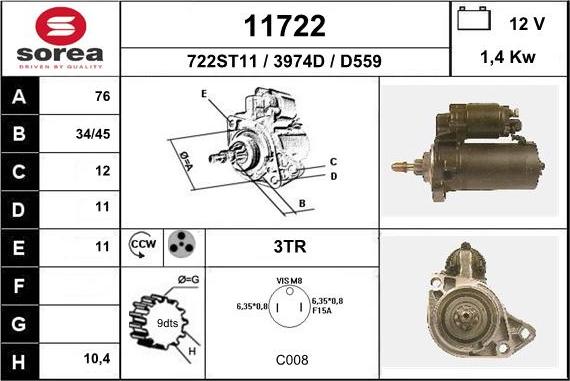 EAI 11722 - Motorino d'avviamento autozon.pro