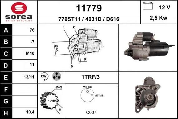 EAI 11779 - Motorino d'avviamento autozon.pro