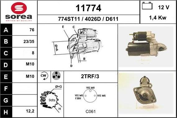 EAI 11774 - Motorino d'avviamento autozon.pro